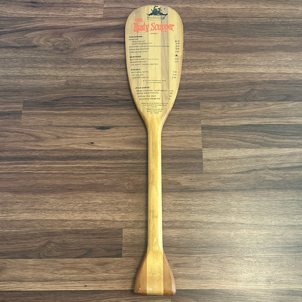 Vtg “The Rusty Scupper” Paddle Oar With Menu